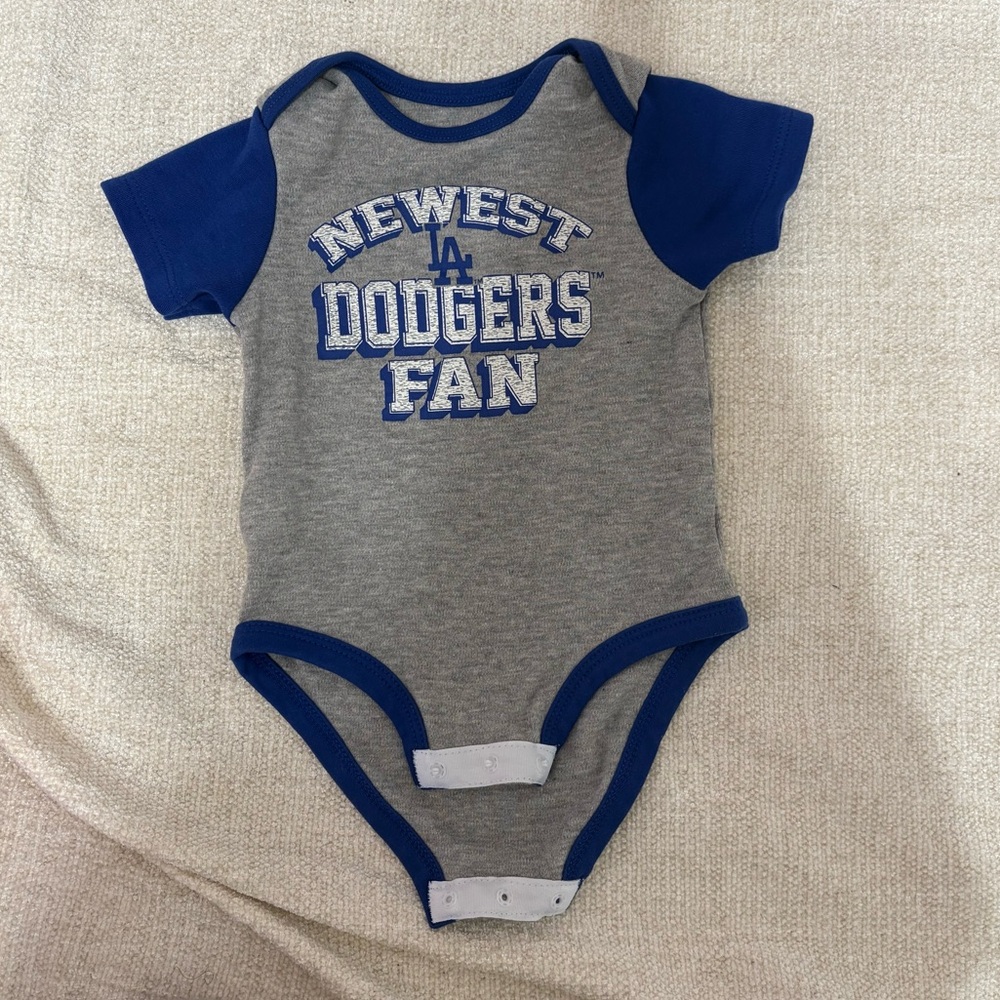 Gray and Blue Dodgers Fan baby onesie